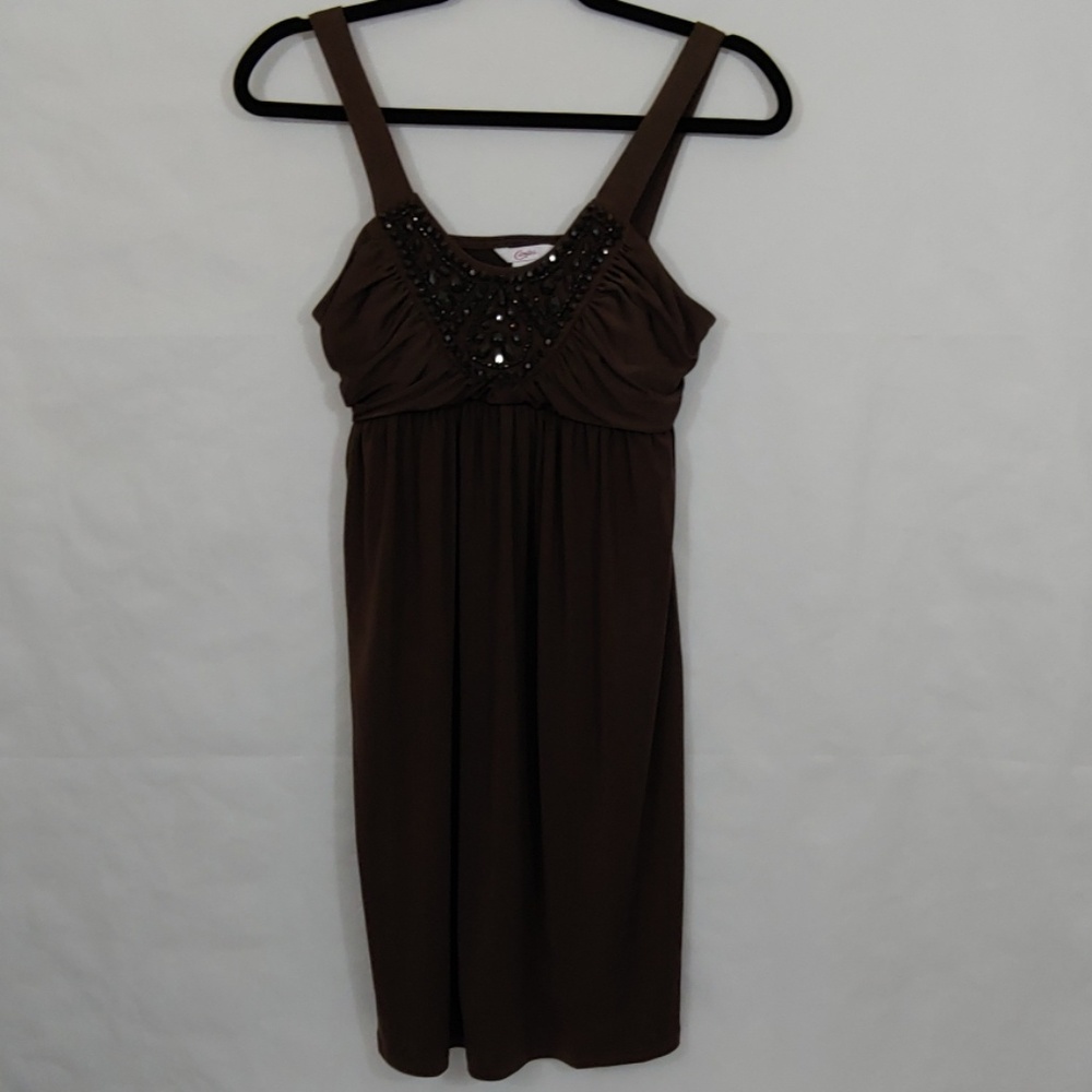Candies Brown Beaded Scoop Neck Dress Size Medium